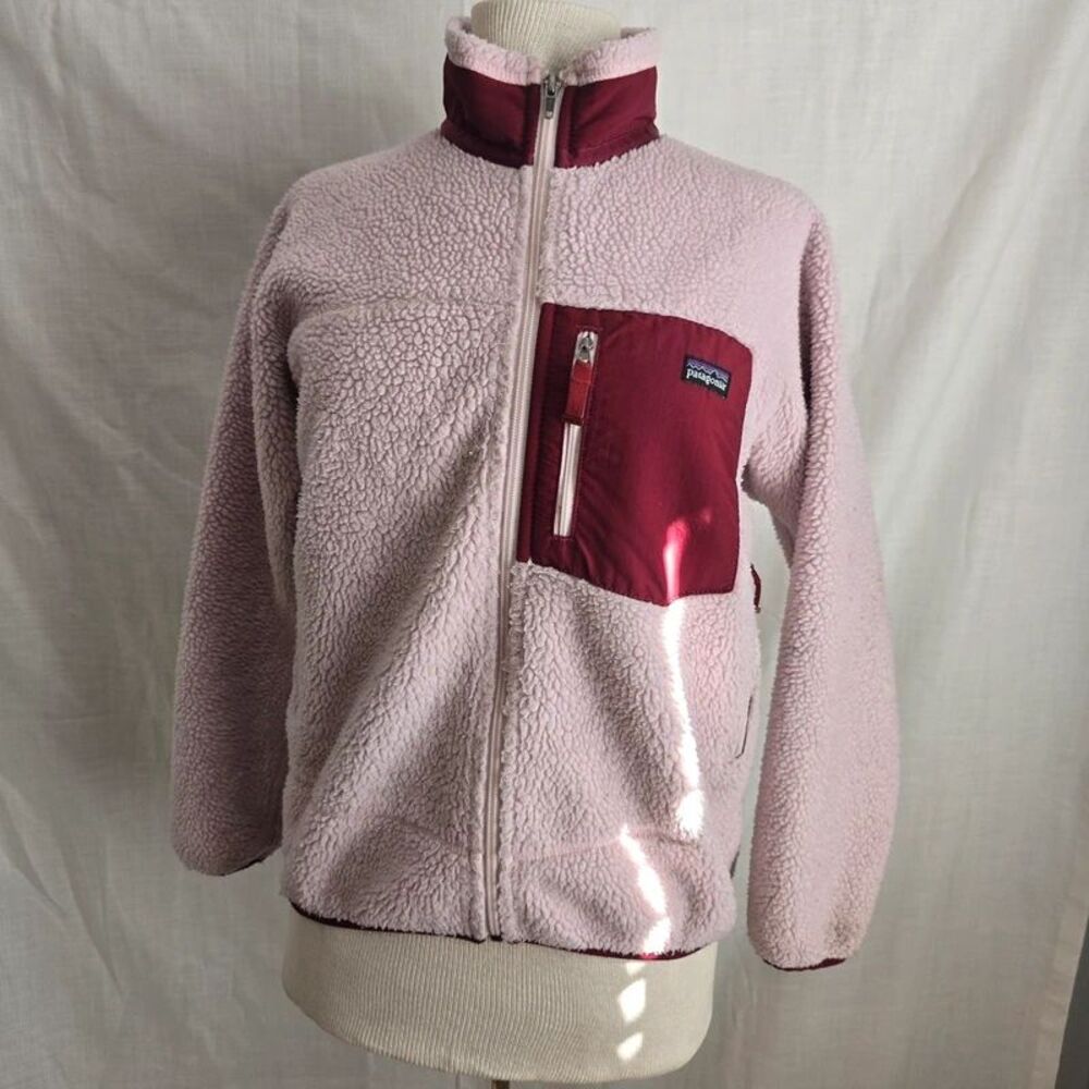 Patagonia Kids L (12) Retro-X Fleece Jacket Light Pink Maroon Full Zip